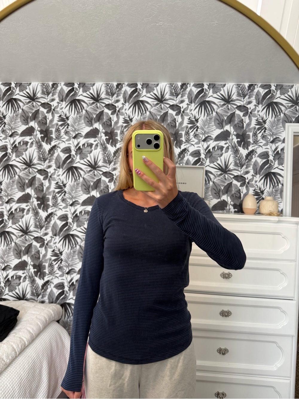 Eddie Bauer Navy Ribbed Long-Sleeve Crew Top
